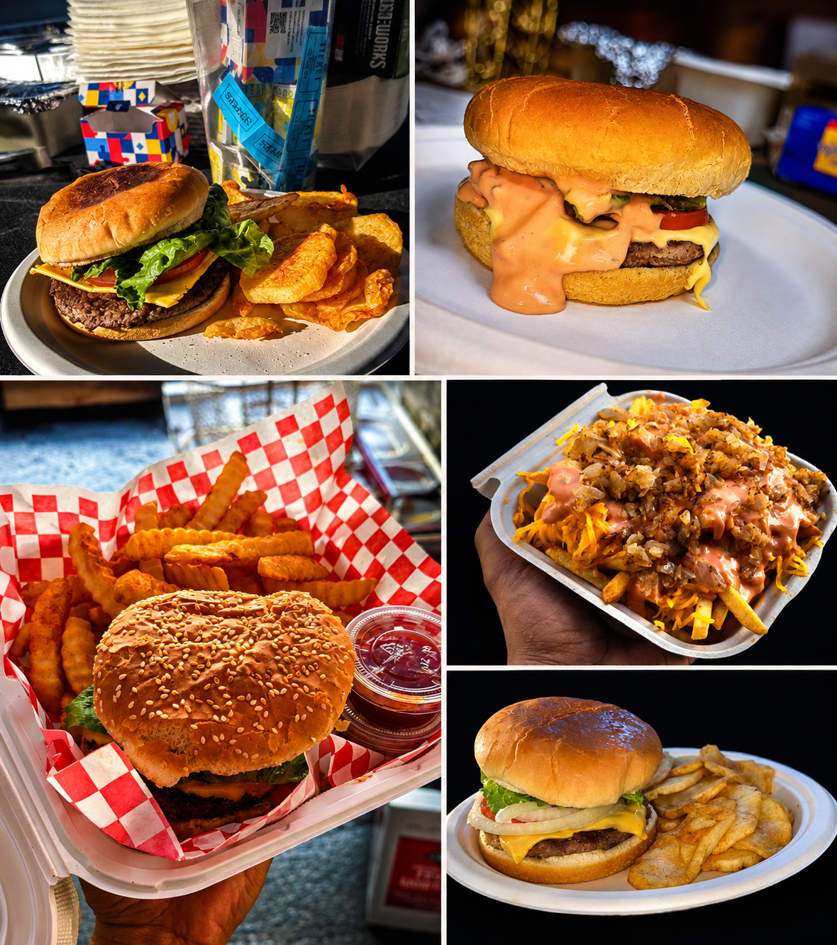 Collage of cheeseburgers